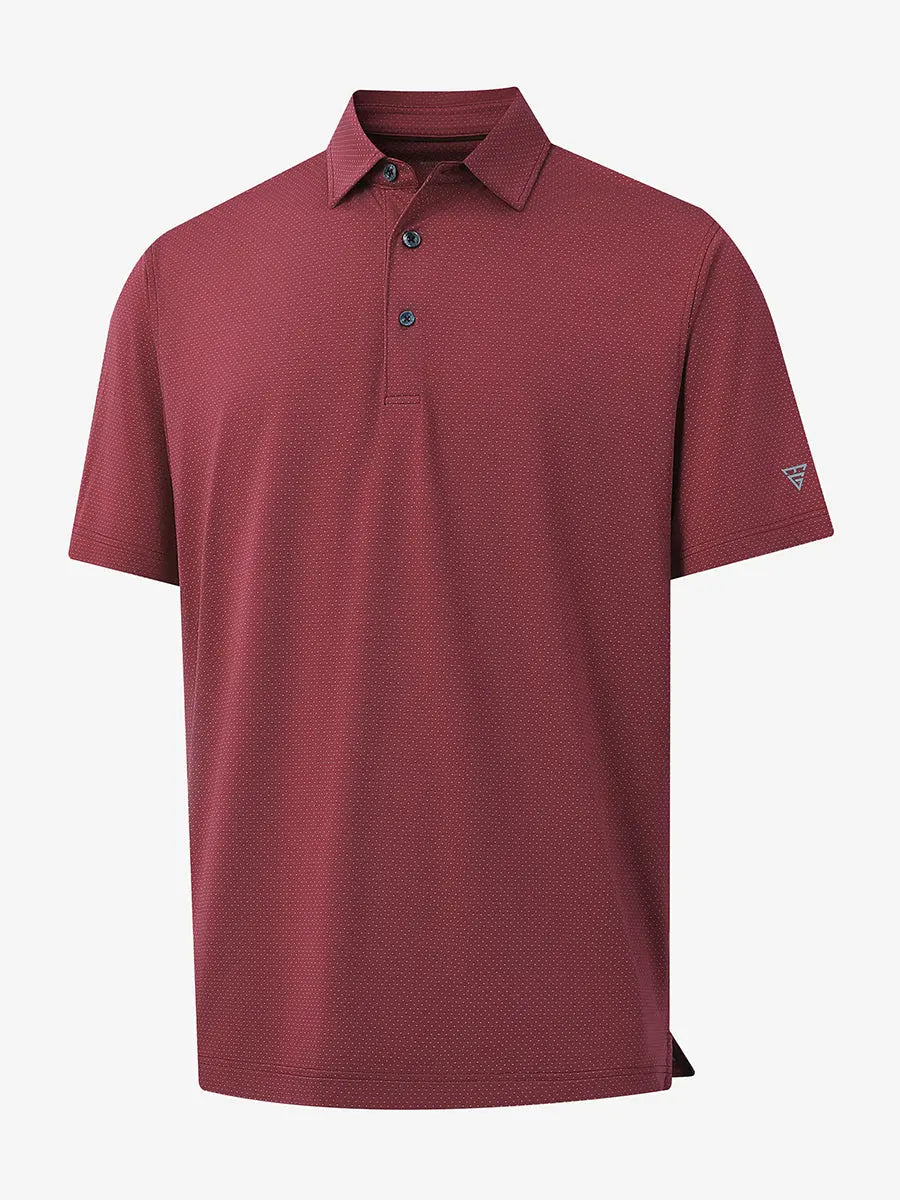 3D rendering of WINE 4 Way Stretch Jacquard Polo highlighting fabric structure and stretch weave
