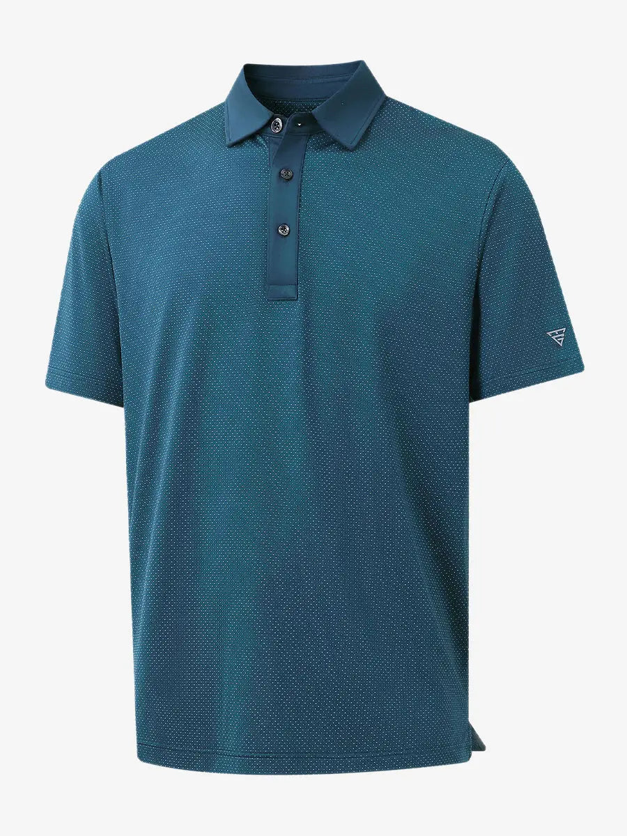 3D rendering of LYONS BLUE 4 Way Stretch Jacquard Polo highlighting fabric structure and stretch weave