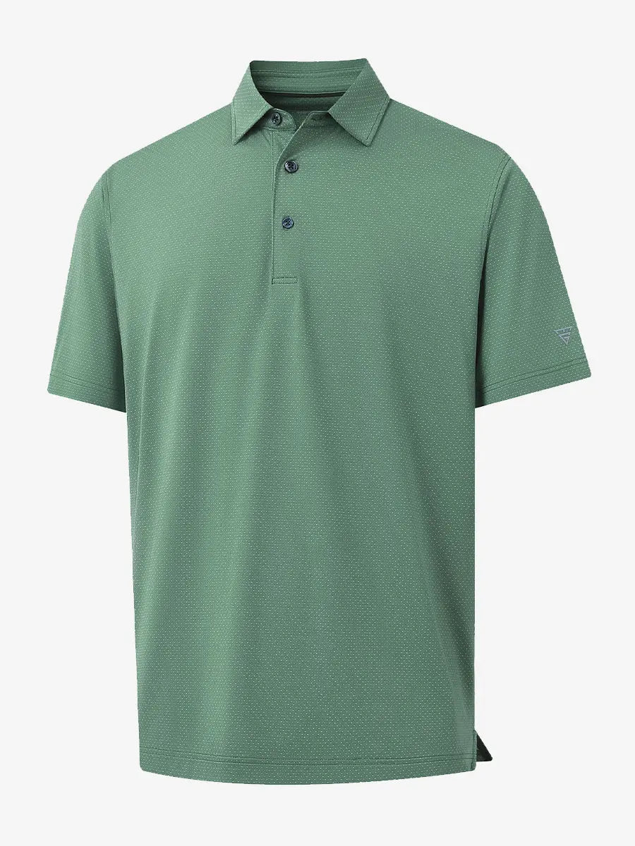 3D rendering of BERYL GREEN 4 Way Stretch Jacquard Polo highlighting fabric structure and stretch weave