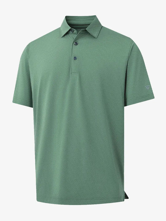 3D rendering of BERYL GREEN 4 Way Stretch Jacquard Polo highlighting fabric structure and stretch weave