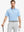 Model in Modern Fit Melange Polo LIGHT BLUE HEATHER, front half-body holding golf club with ease.
