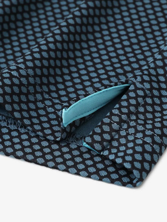 BLACK BLUE Your Favorite Jacquard Polo close-up of shirt hem slit detail