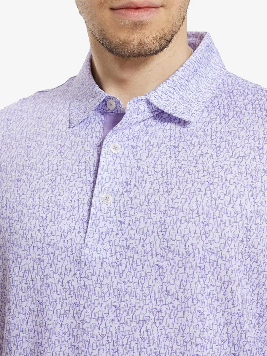 MAELREG Men's Performance Jersey Print Polo – Front chest view in Purple Wine Glass