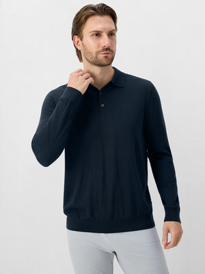 Long Sleeve Pure Merino Wool Knit Soft Polo Shirts