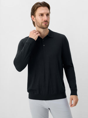 Long Sleeve Pure Merino Wool Knit Soft Polo Shirts