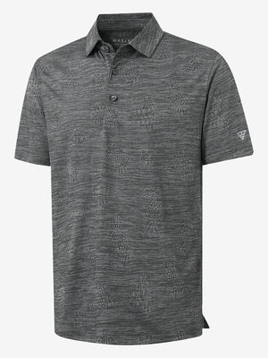 3D rendering of grey pineapple breathable jacquard pattern 3-button golf polo