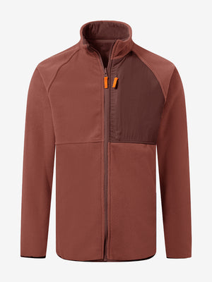 3D rendering of reversible fleece jacket with 5 pockets in maroon