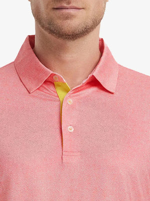 MAELREG Men's Performance Jersey Print Polo – Front chest view in Candy Pink Line