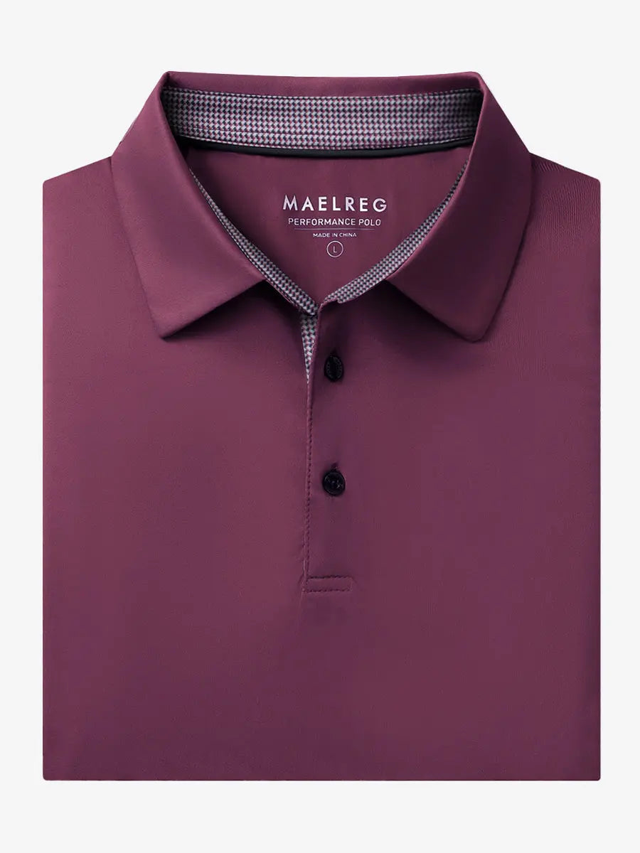 Folded Bordeaux Red Everyday Classic Solid Polo neatly laid out for display