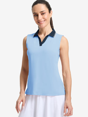 Women's Collared V Neck Quick Dry Tank Tops