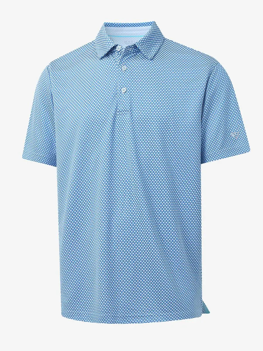 BLUE WHITE Your Favorite Jacquard Polo 3D product render
