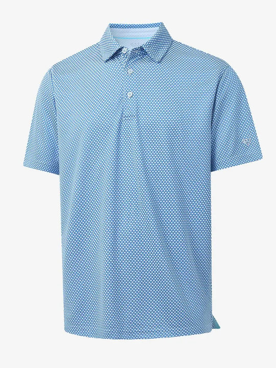 BLUE WHITE Your Favorite Jacquard Polo 3D product render