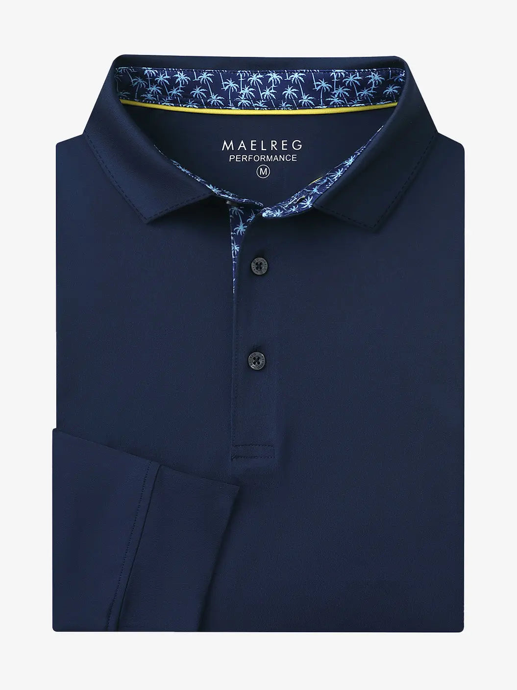 Folded view of NAVY Long Sleeve Solid Jersey Polo showing fabric texture and neat folds