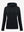 3D front view of women's lightweight hoodies pullover in black, showing clean and sporty look.