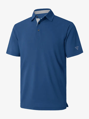 3D view showcasing BLUE Ventilated Pique Performance Polo design