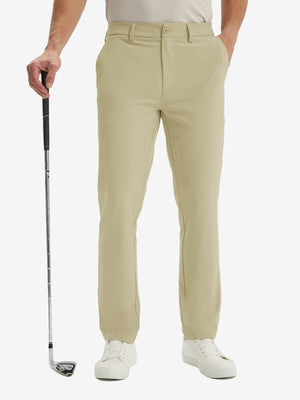 Pantalones de Golf Repelentes al Agua de Corte Clásico con Pliegue Frontal