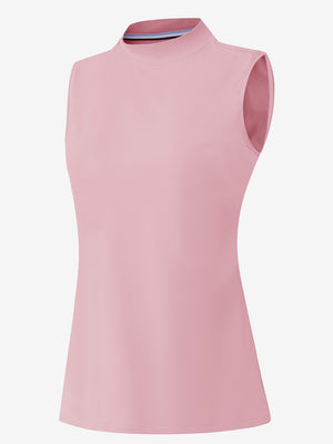 Tops de golf sin mangas con cuello simulado y tecnología de absorción de humedad para mujer