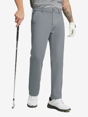 GREY Water-Resistant Fleece Lined Pants, male model front lower body holding golf club in right hand