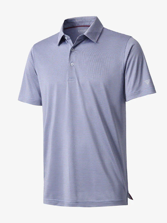 3D visualization of Cooling Stripe Golf Shirt in BLUISHYELLOW STRIPE, emphasizing stripe pattern and texture