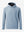 3D front image of texture solid hoodies pullover highlighting simple design and smooth fabric, blue heather.
