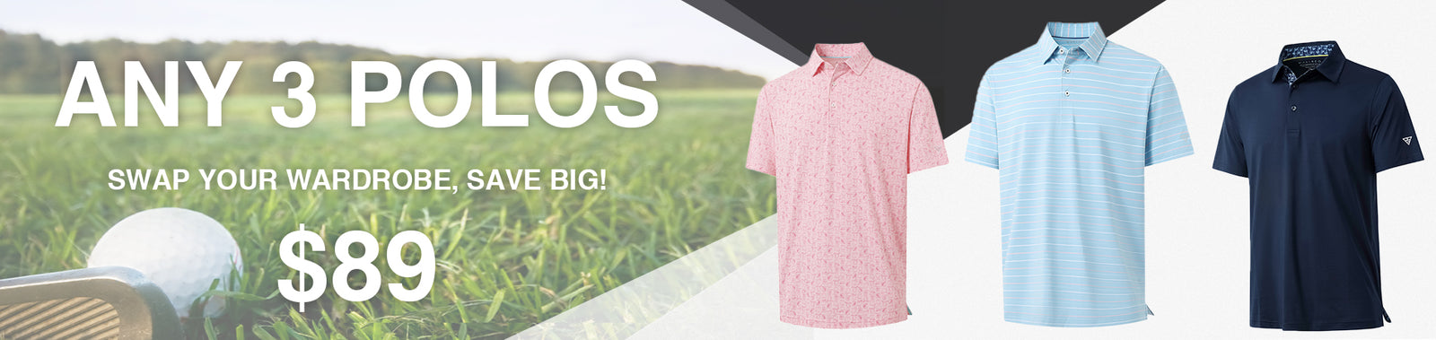 $89 for 3 Polos – MAELREG golf shirt bundle promotion