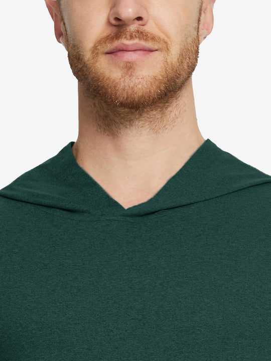 Detailed look at the collar of the Athletic Golf Hoodie, showing fabric texture in Brick Heather.