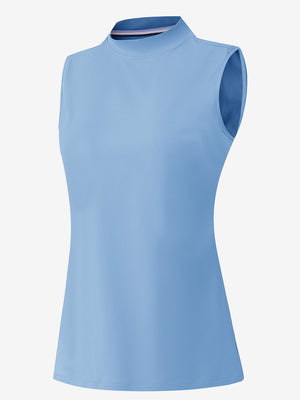 Tops de golf sin mangas con cuello simulado y tecnología de absorción de humedad para mujer