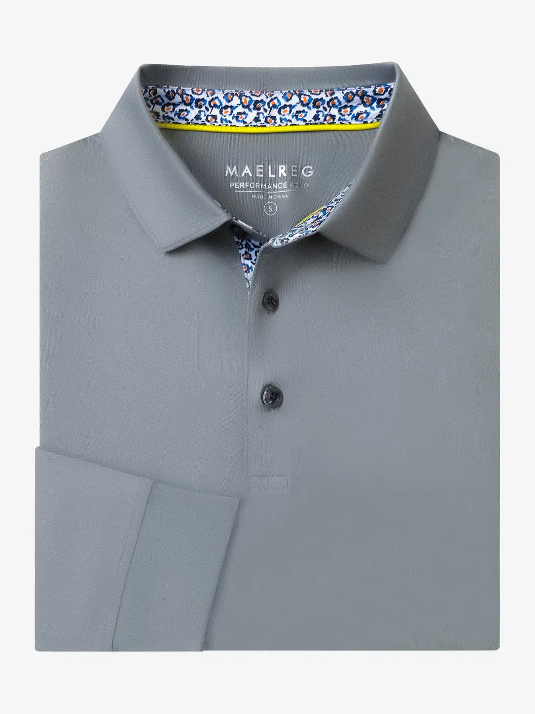 Folded view of LIGHT GREY Long Sleeve Solid Jersey Polo showing fabric texture and neat folds