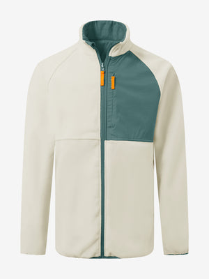 3D rendering of reversible fleece jacket with 5 pockets in beige