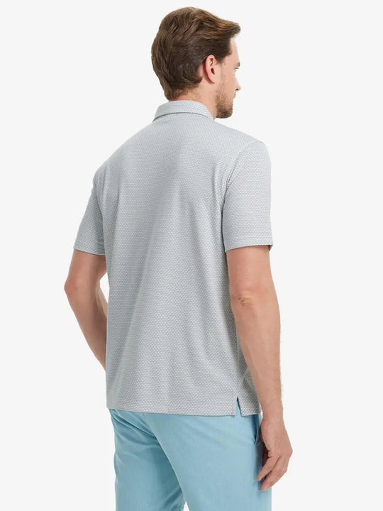 LIGHT GREY Your Favorite Jacquard Polo back view, half body of model