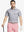 Model front half-body holding golf club wearing GREY WHITE Performance Ananas Jacquard Polo