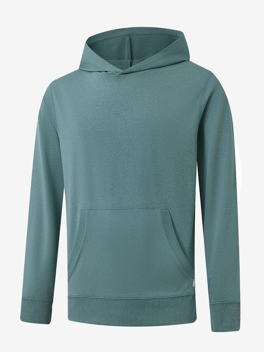 3D front view of the Athletic Golf Hoodie in Aqua Heather, designed for comfort and performance.