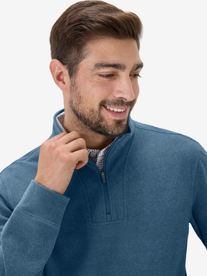 Heather Brushed Rib Knit Quarter Zip with 2 Pockets
