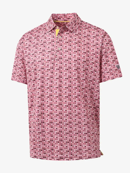 3D view of PINK DONUT polo showing vibrant donut-themed print and soft texture