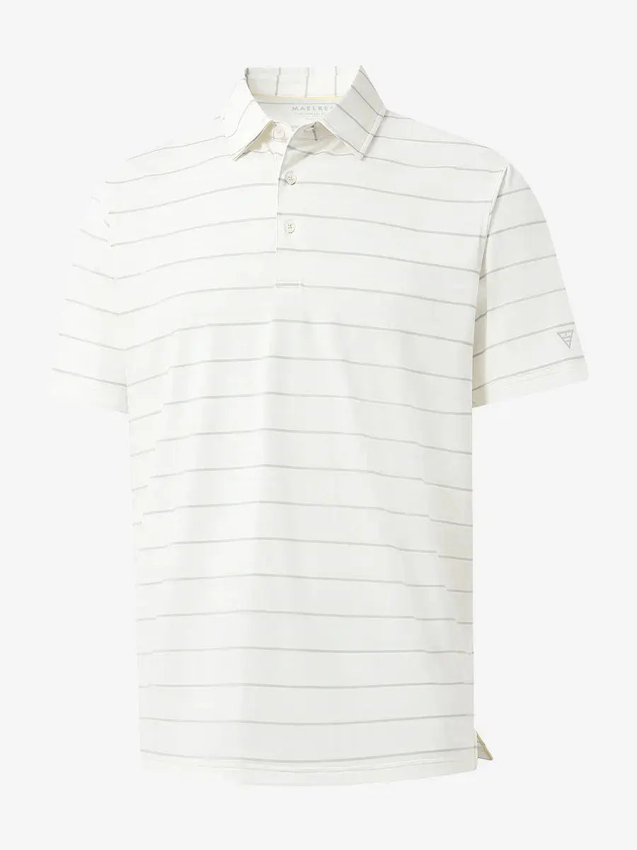 3D display of BEIGE STRIPE Kids Stylish Stripe Polo Shirt showing stripes and design.