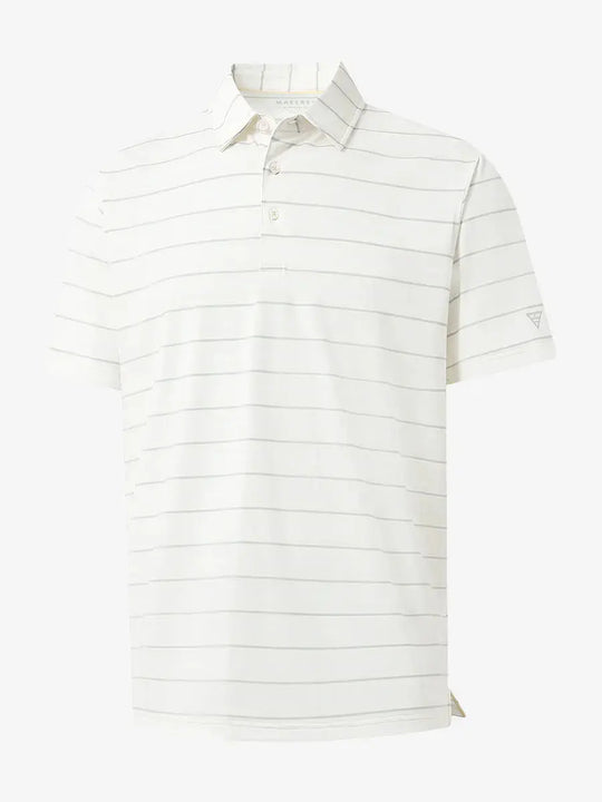 3D display of BEIGE STRIPE Kids Stylish Stripe Polo Shirt showing stripes and design.
