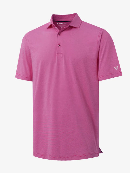 Folded ROSE STRIPE Pinstripe Jersey Performance Polo neatly displayed								
