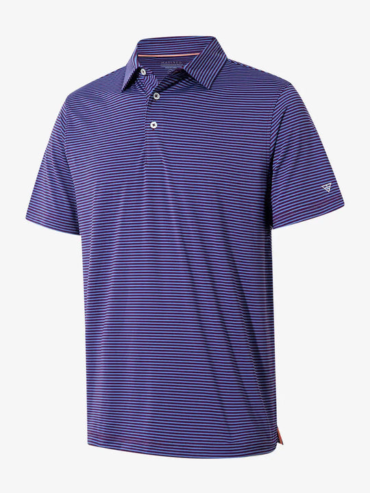 3D view of PLUM BLUE STRIPE shirt, showcasing deep colors and refined stripe pattern