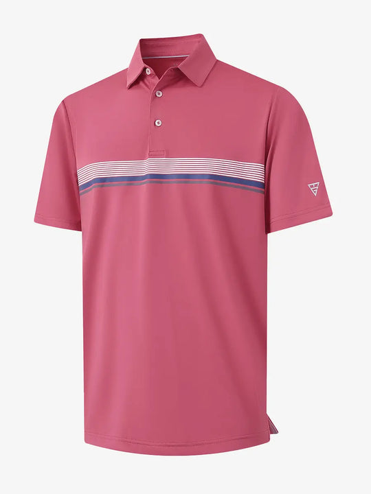 3D mockup showcasing CRANBERRY Chest Print Polo Shirts