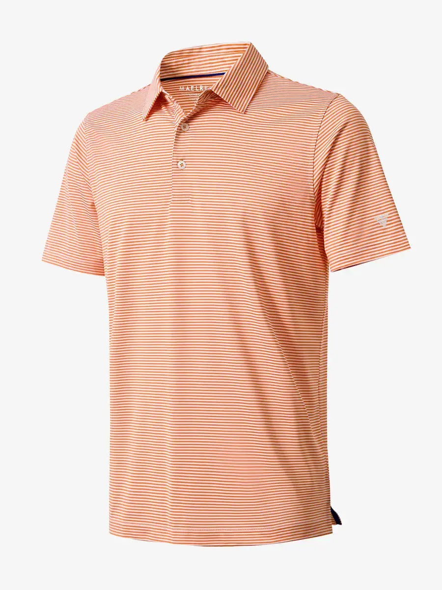 Performance Cooling Polo – 3D product view in Orange Stripe for kids