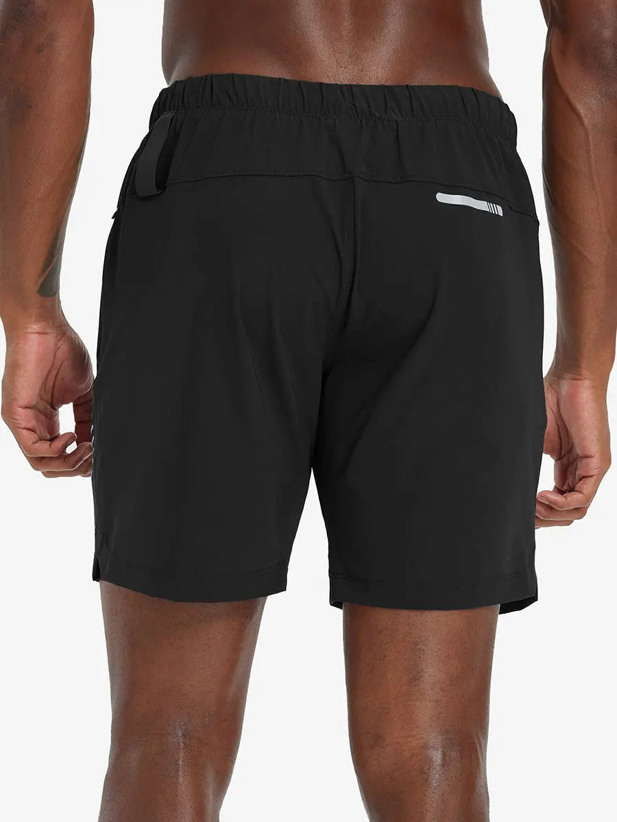 Back lower-body view from waist to upper calves in BLACK 2 in 1 Running Sports Shorts with Liner