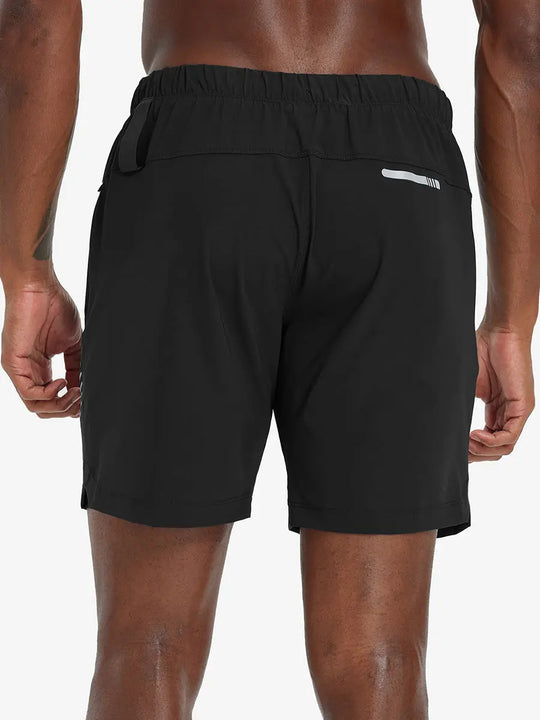 Back lower-body view from waist to upper calves in BLACK 2 in 1 Running Sports Shorts with Liner