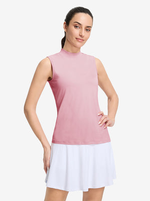 Tops de golf sin mangas con cuello simulado y tecnología de absorción de humedad para mujer