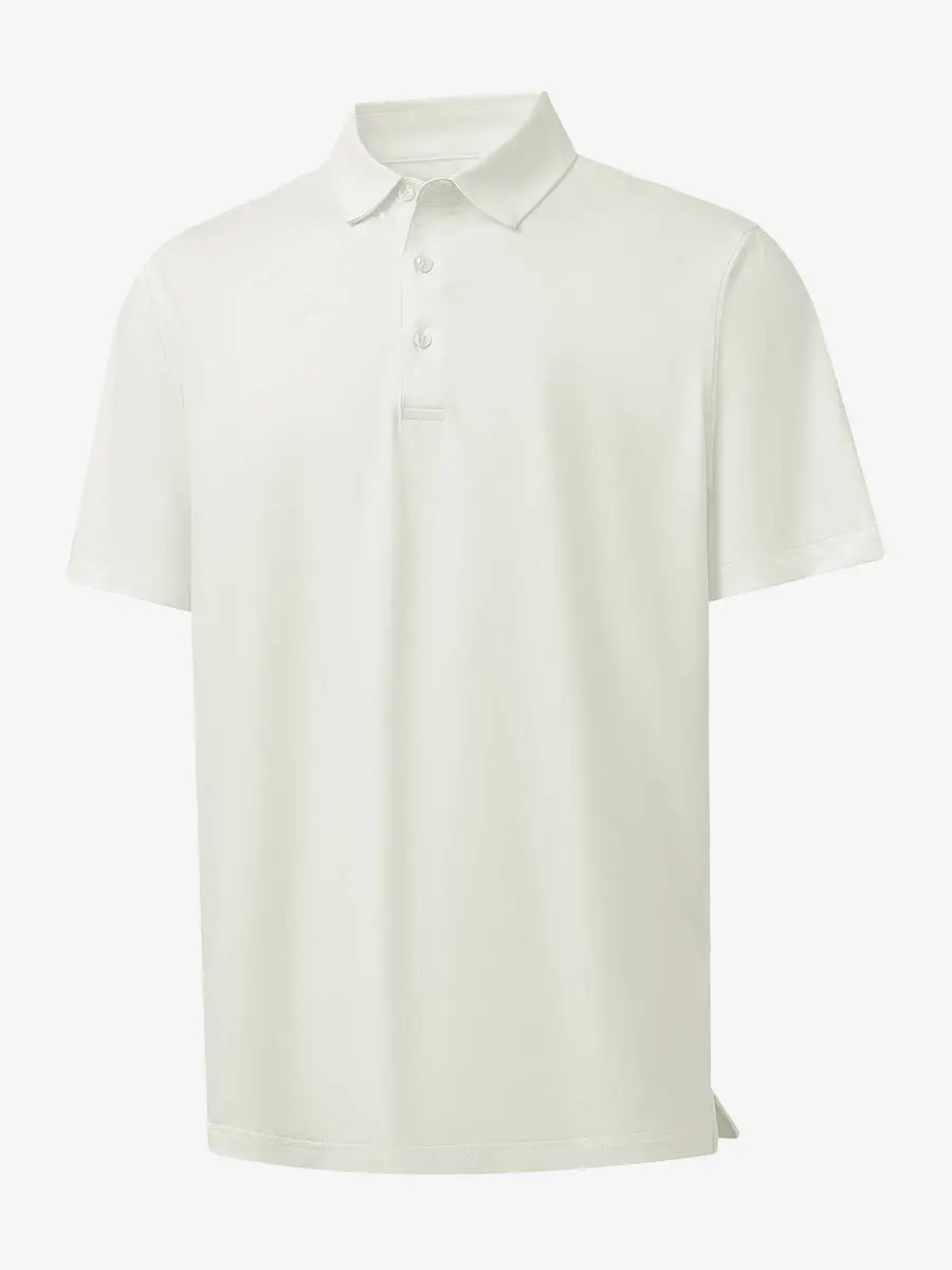3D view of Everyday Solid Jersey Polo in CREAM, showcasing smooth design and comfortable fit.