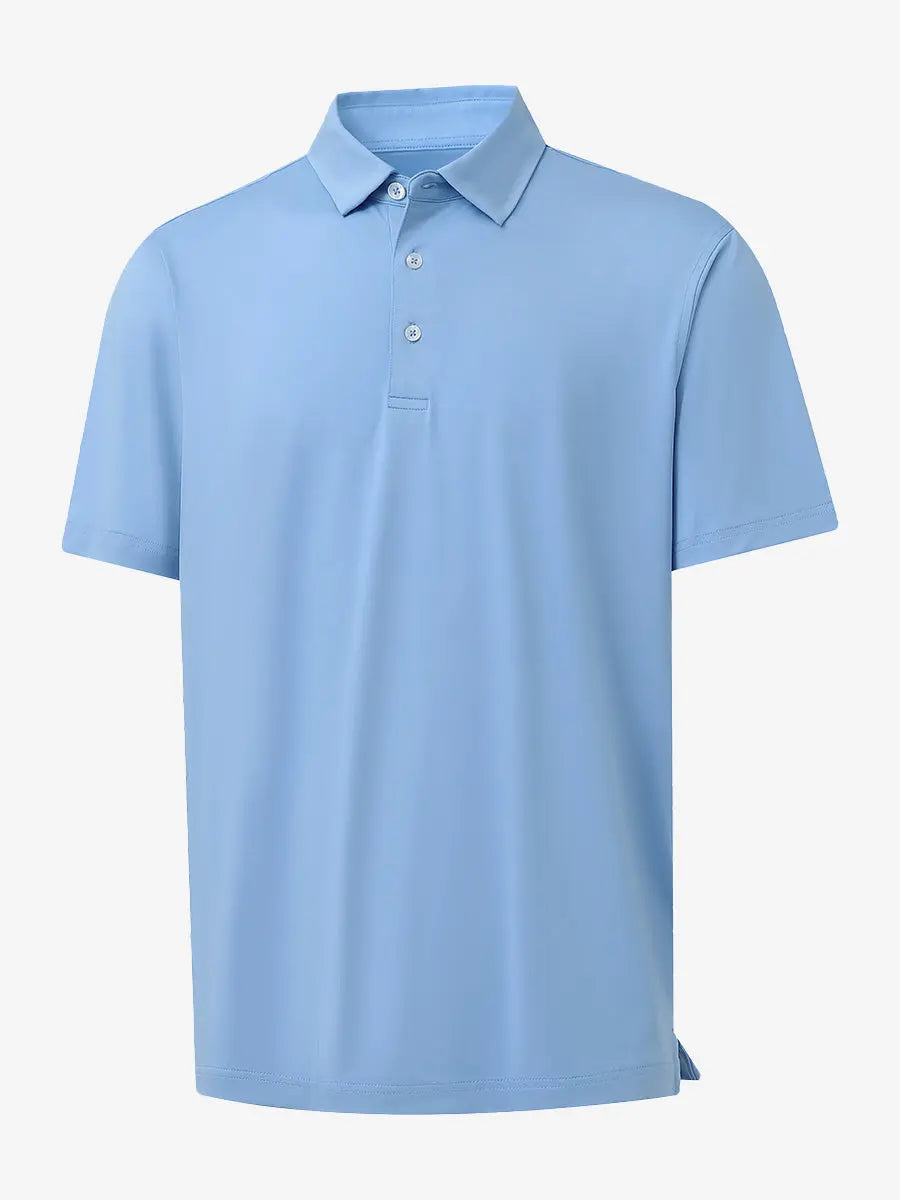3D view of Everyday Solid Jersey Polo in LIGHT BLUE, highlighting smooth design and perfect fit.
