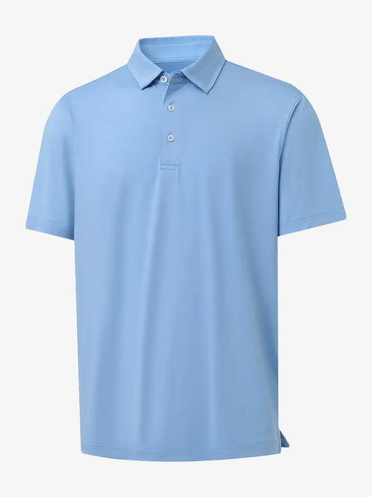 3D view of Everyday Solid Jersey Polo in LIGHT BLUE, highlighting smooth design and perfect fit.