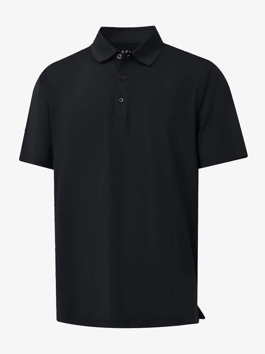 3D rendering of Everyday Solid Jersey Polo in BLACK, highlighting sleek design and tailored fit.