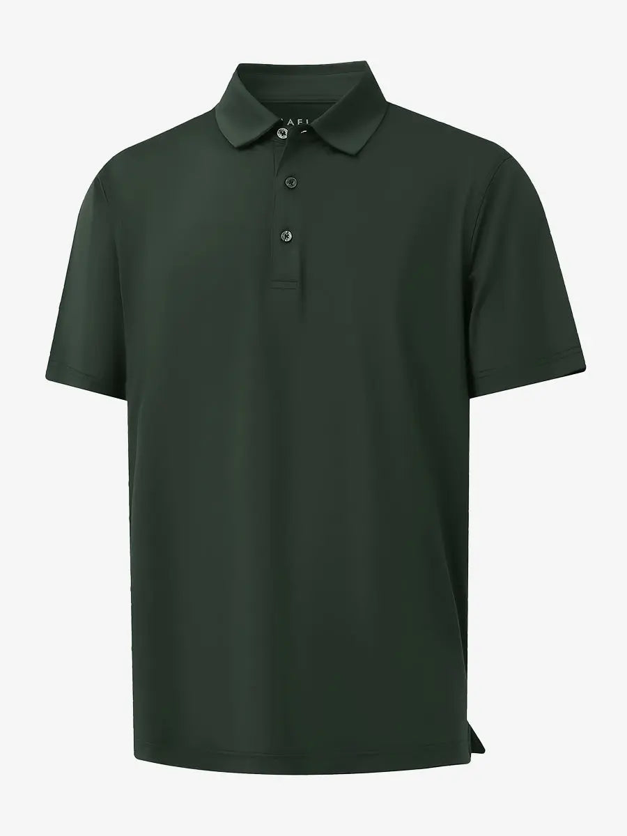 3D view of Everyday Solid Jersey Polo in OLIVE GREEN, showcasing tailored design and fit.