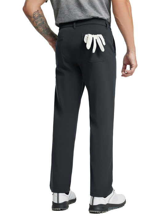 DARK GREY Water-Resistant Fleece Lined Pants, back lower body view with golf glove in rear pocket