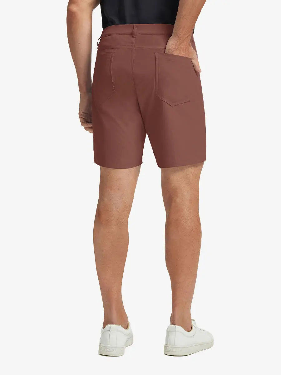 CRANBERRY 4-way Stretch Performance Solid Shorts, back lower body view for golf wear, 7 Inch style